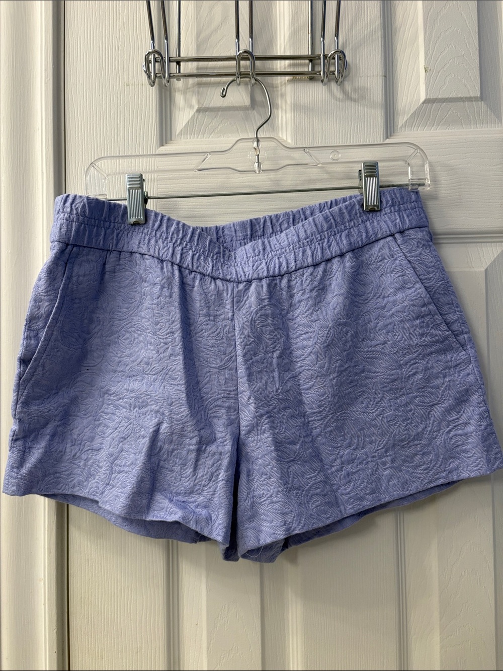 J. Crew Blue Cotton Tectured Shorts, Elastic Band